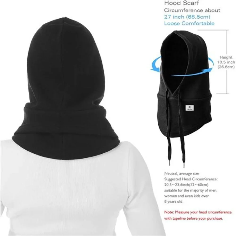 Women's Winter Hat Facial Neck Warmer Mask Skiing, Carbon Black